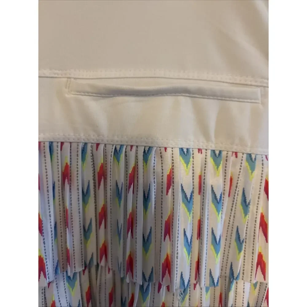 Lucky In Love Size XS White Blue Pleated Tiered Tennis Skort Pickleball Golf NWT